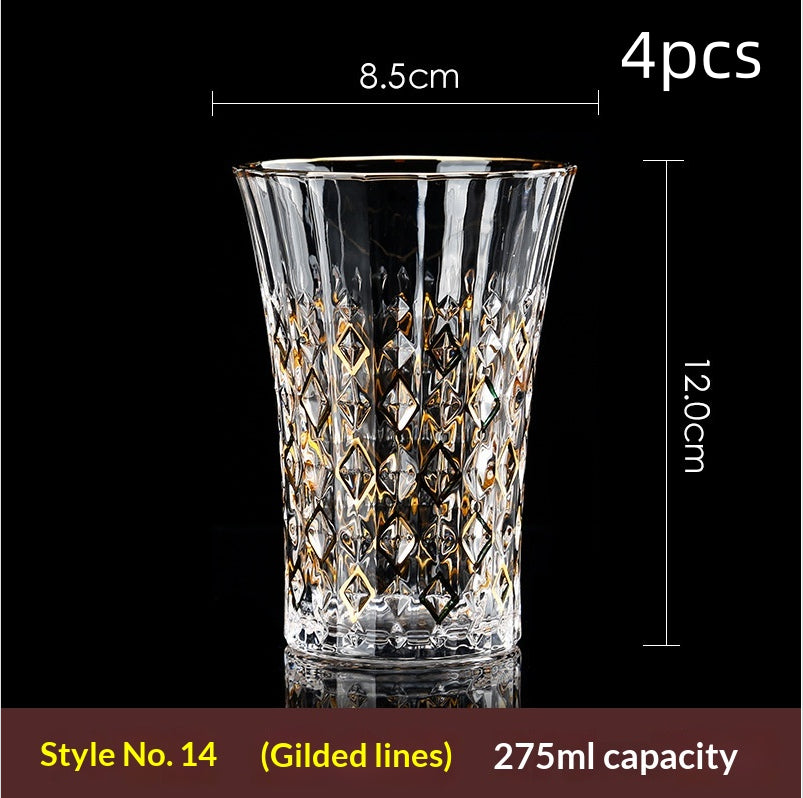 Large Gold-Trimmed Gin Crystal Glass - Vintage Drinkware for Bar & Kitchen