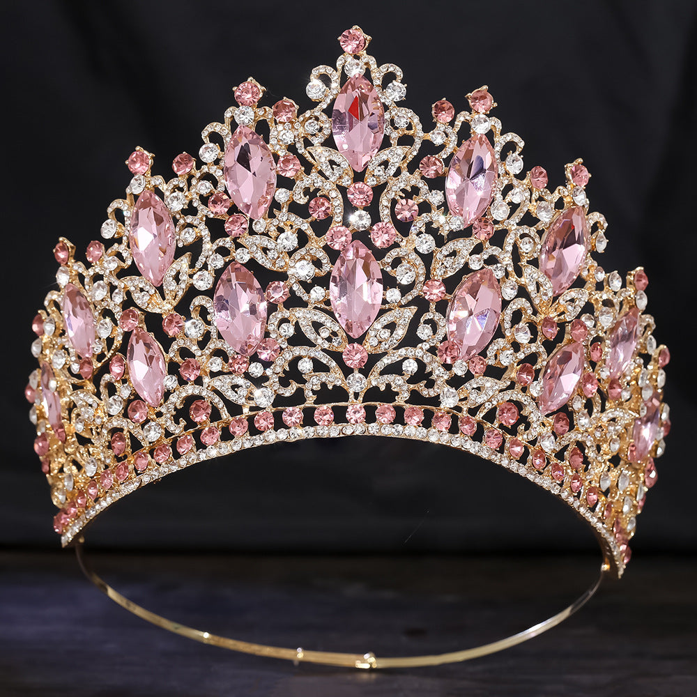 Elegant Bridal Crown Headpiece with Diamond-Accented Alloy Design - Multiple Colors