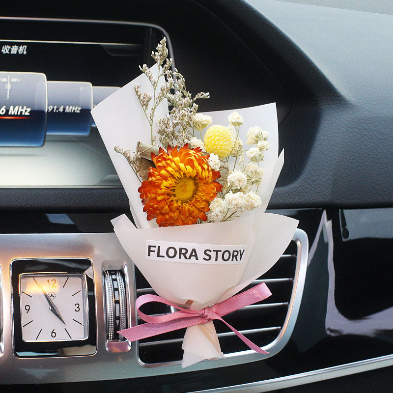 Decorative Dried Flowers Air Outlet Car Freshener - Colorful Aromatic Bouquet