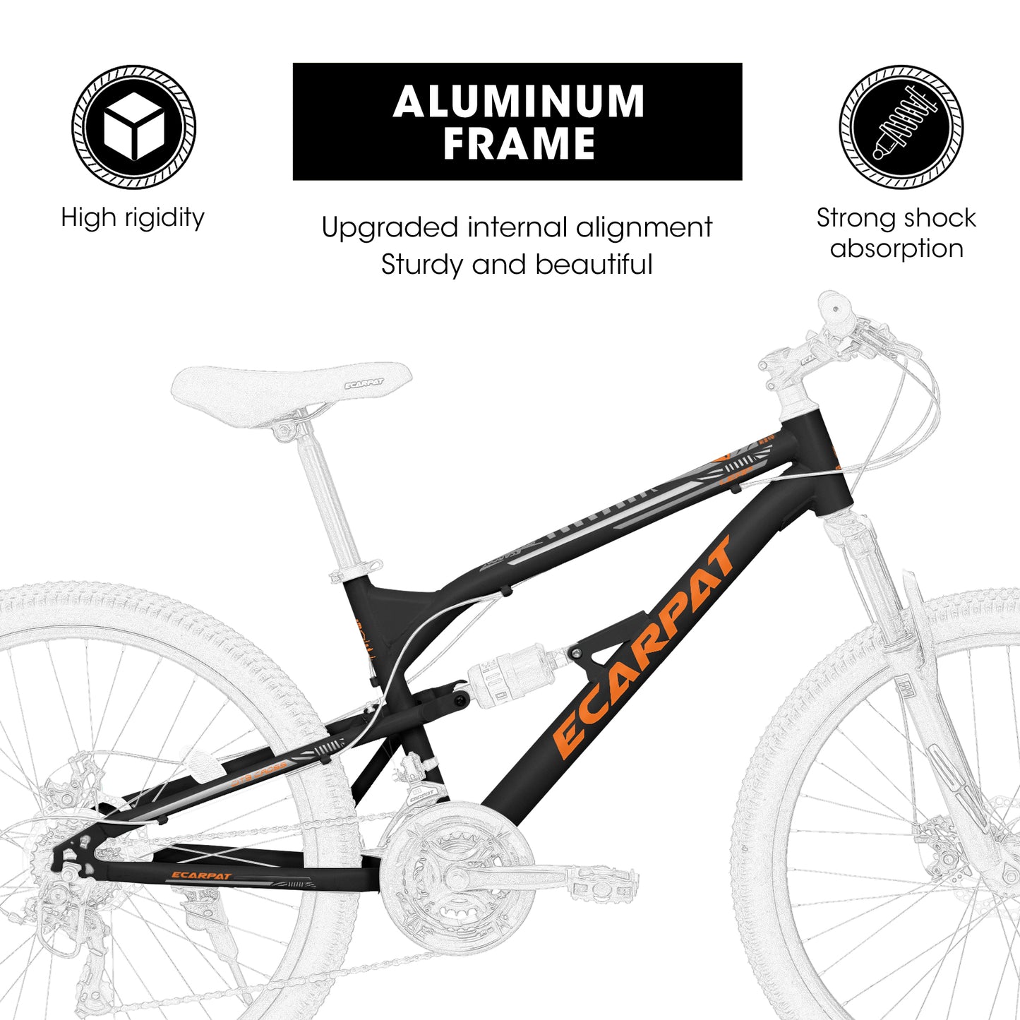 26-Inch Mountain Bike with Steel Frame & Shock Absorber - Black/Orange