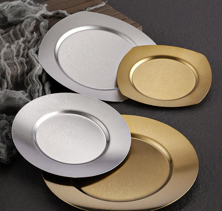 Japanese-Style Stainless Steel Serving Platter - Flat Tray for Kitchen & Bar