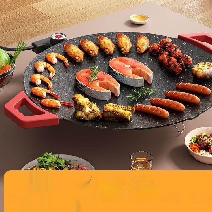 Korean Style Smoke-Free Barbecue Griddle for Home Use - Round Hot Plate
