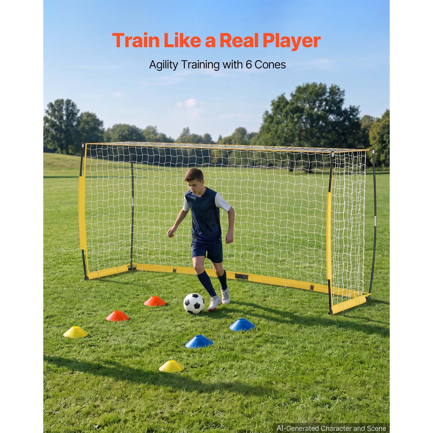 Portable Soccer Goal 12x6 ft with Net & Accessories for Backyard Training