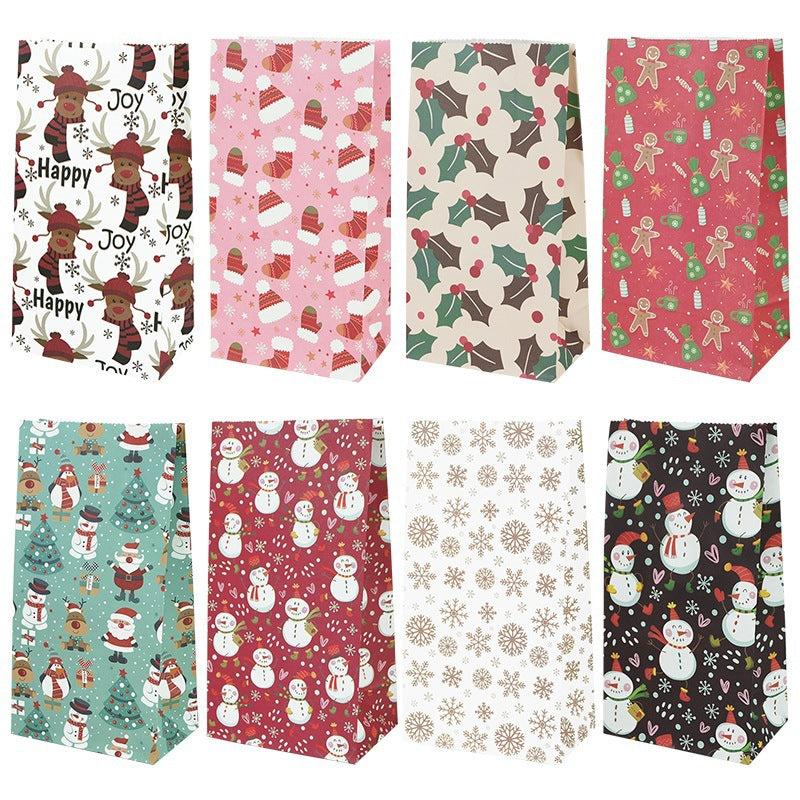 Christmas Printed Kraft Paper Candy & Biscuit Bags - Holiday Party Supplies