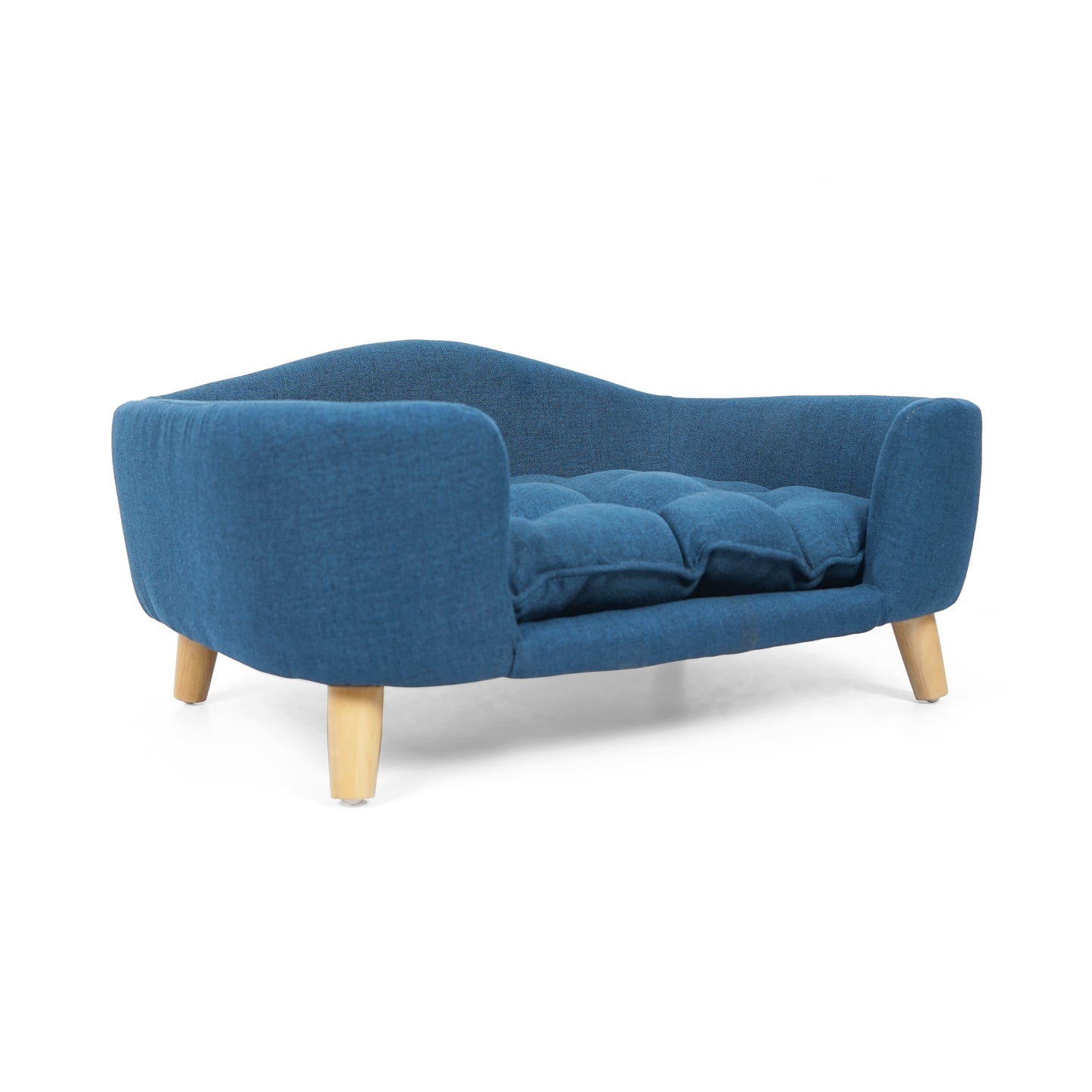 Small Dog Elevated Bed Frame with Fabric Cushion & Rubber Wood Legs