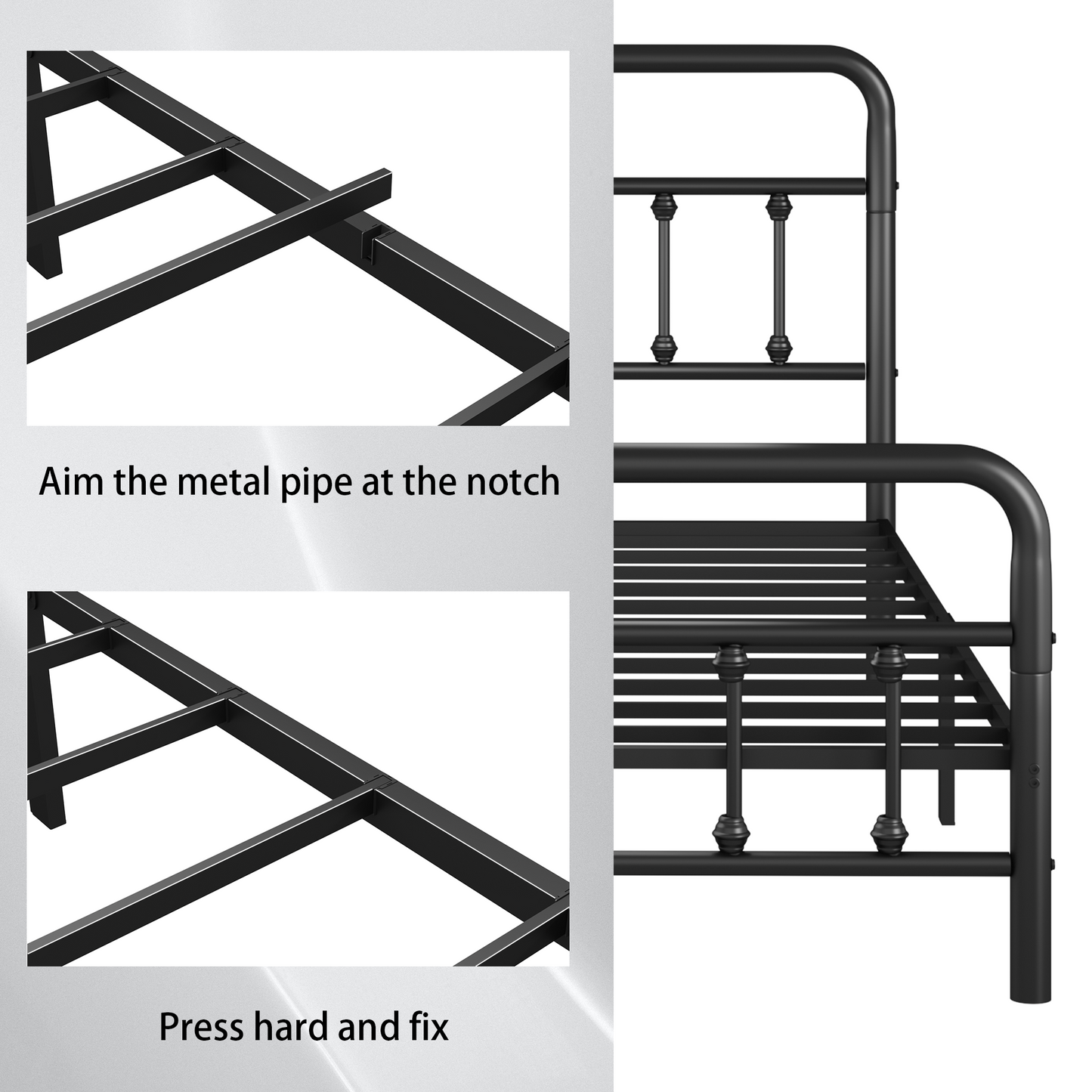 Twin Metal Bed Frame with Headboard - Black, Under Bed Storage
