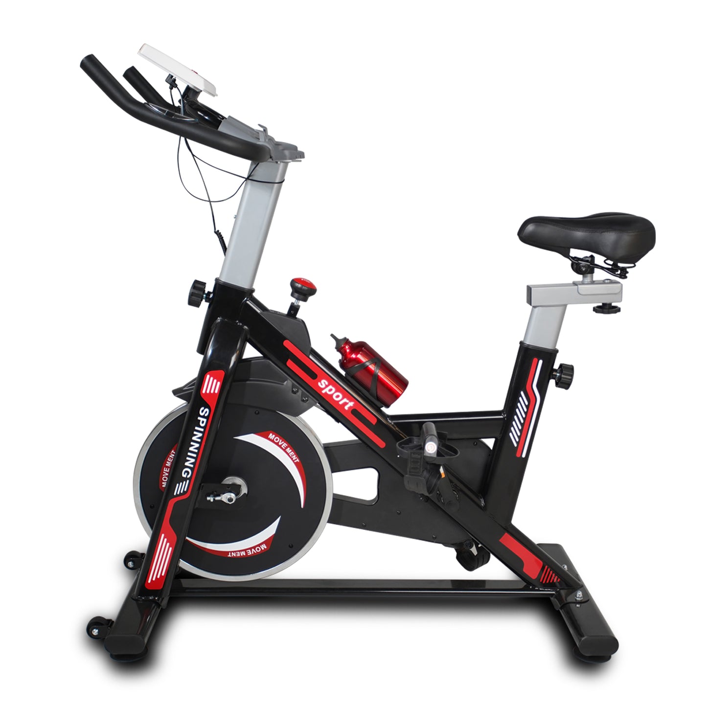 Indoor Exercise Bike with Comfortable Seat - Black+Red