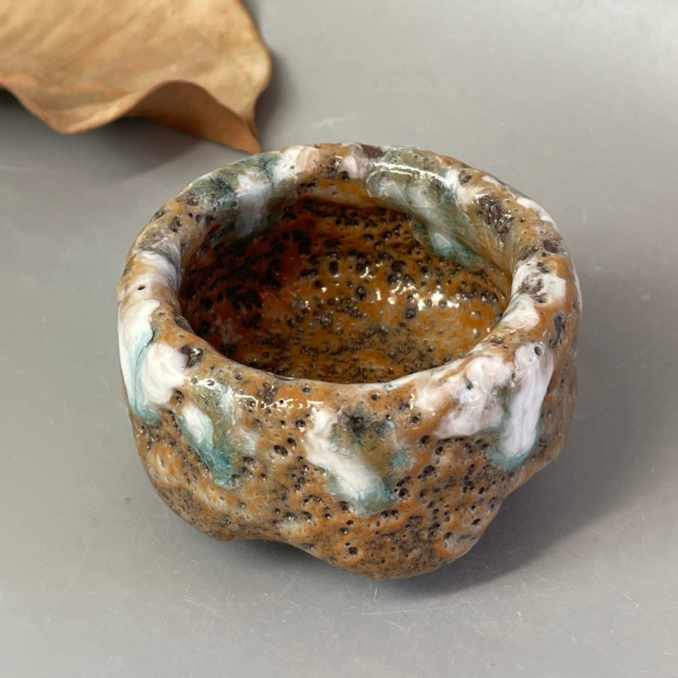 Ice Cracked Tea Cup Set - Small Japanese Style Pottery Drinkware with Variations