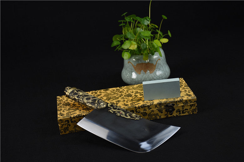 Bone Cutter Knife 33cm T10 Steel Blade Copper Handle for Kitchen Use