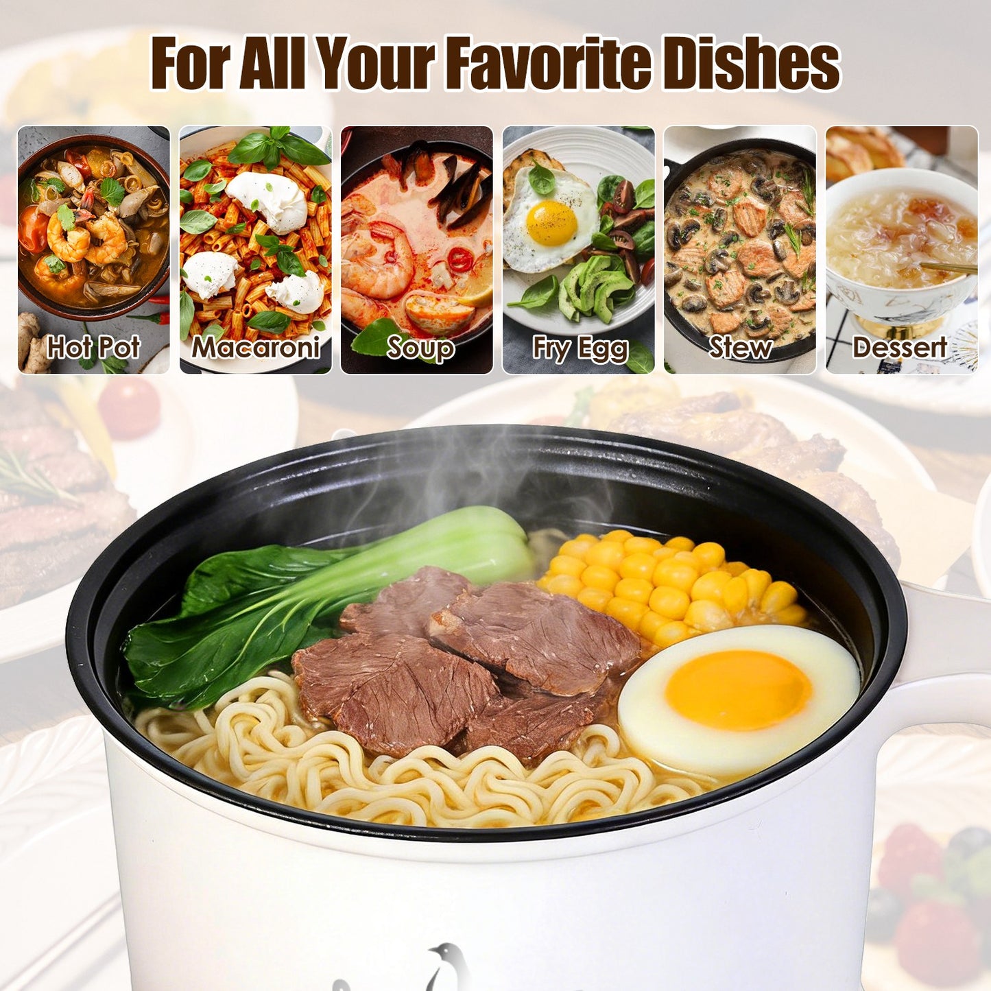1.8L Portable Electric Hot Pot with Steamer - Dual Power