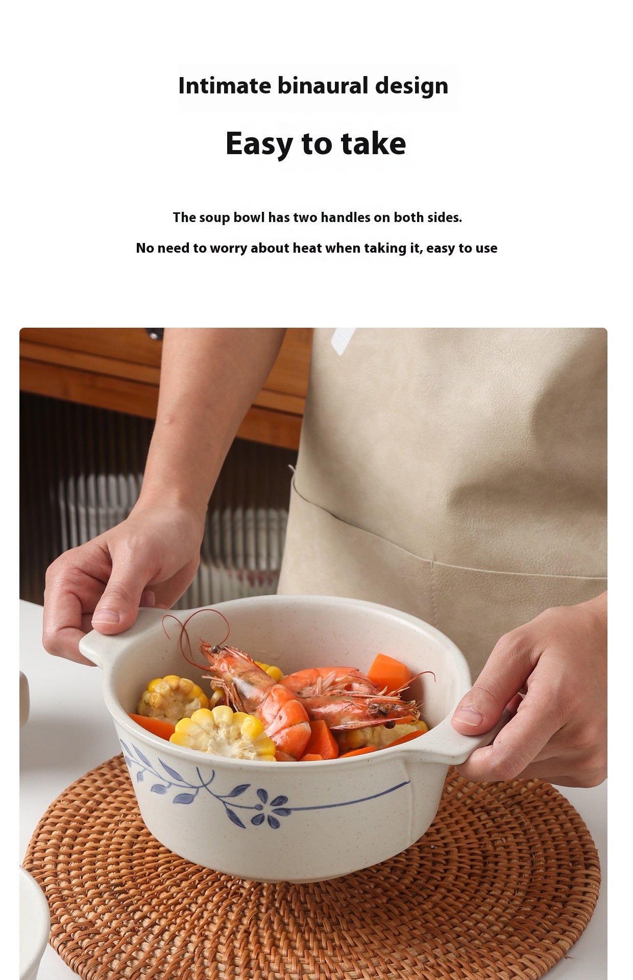 Retro Simple Rice Bowl Set - Household Kitchen Dinnerware with Flower Pattern