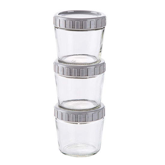 Multigrain Food Storage Jar with Lid - Glass Bottles for Side Dishes, 3-Pack