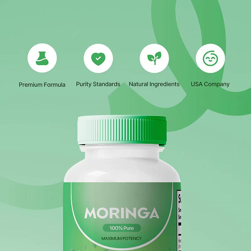 Moringa Leaves Capsules - 60 Count Health Supplement for Adults