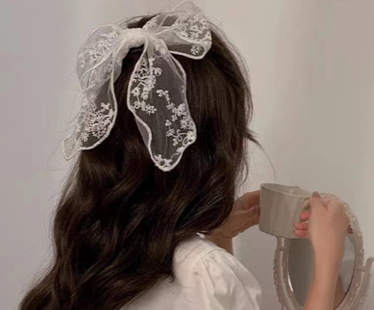 Lace Bow Hairpin Clip - Multiple Colors