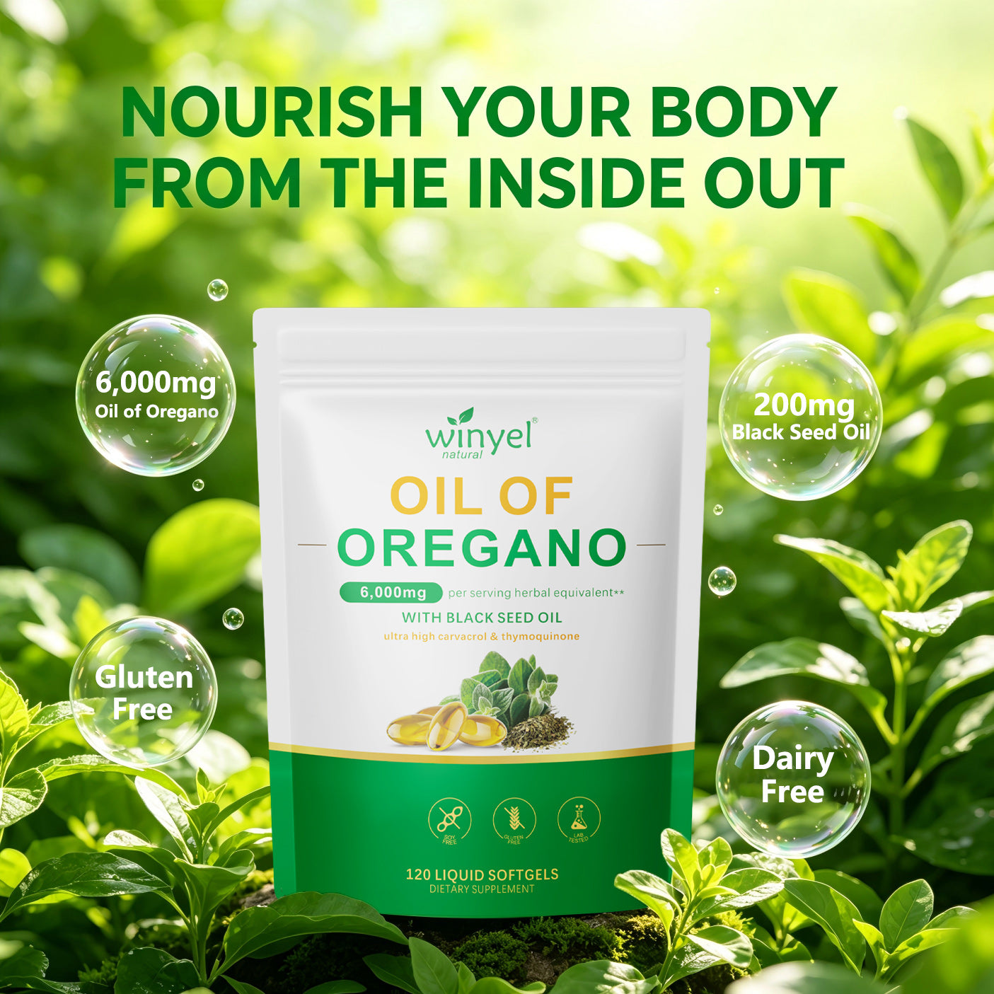 Basil Oil & Black Seed Oil Soft Capsules - Immune & Digestive Support