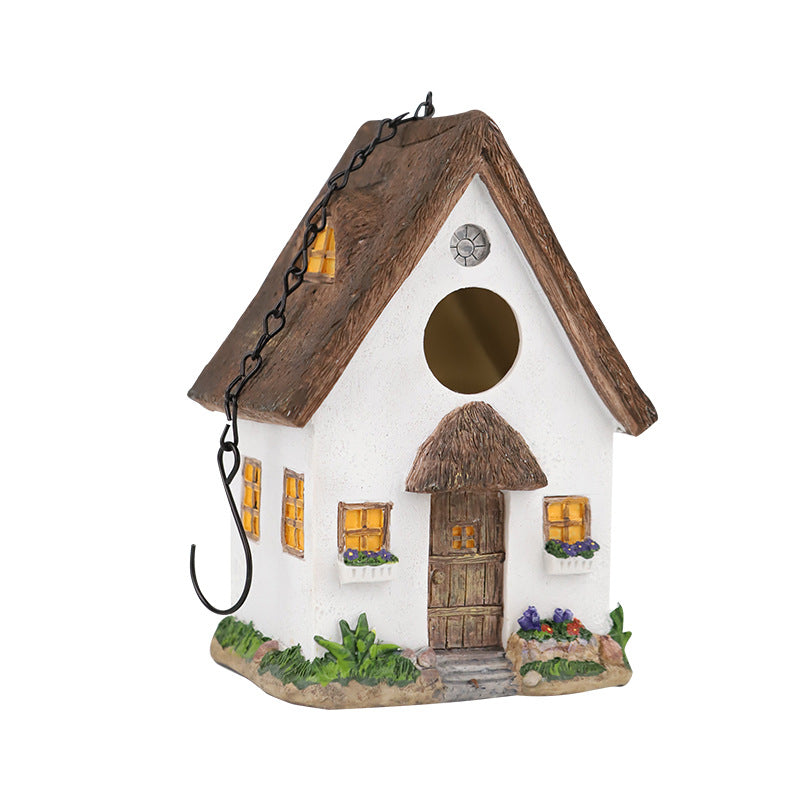 Garden Bird House Ornaments - Resin Farmhouse Decor for Lawn & Garden