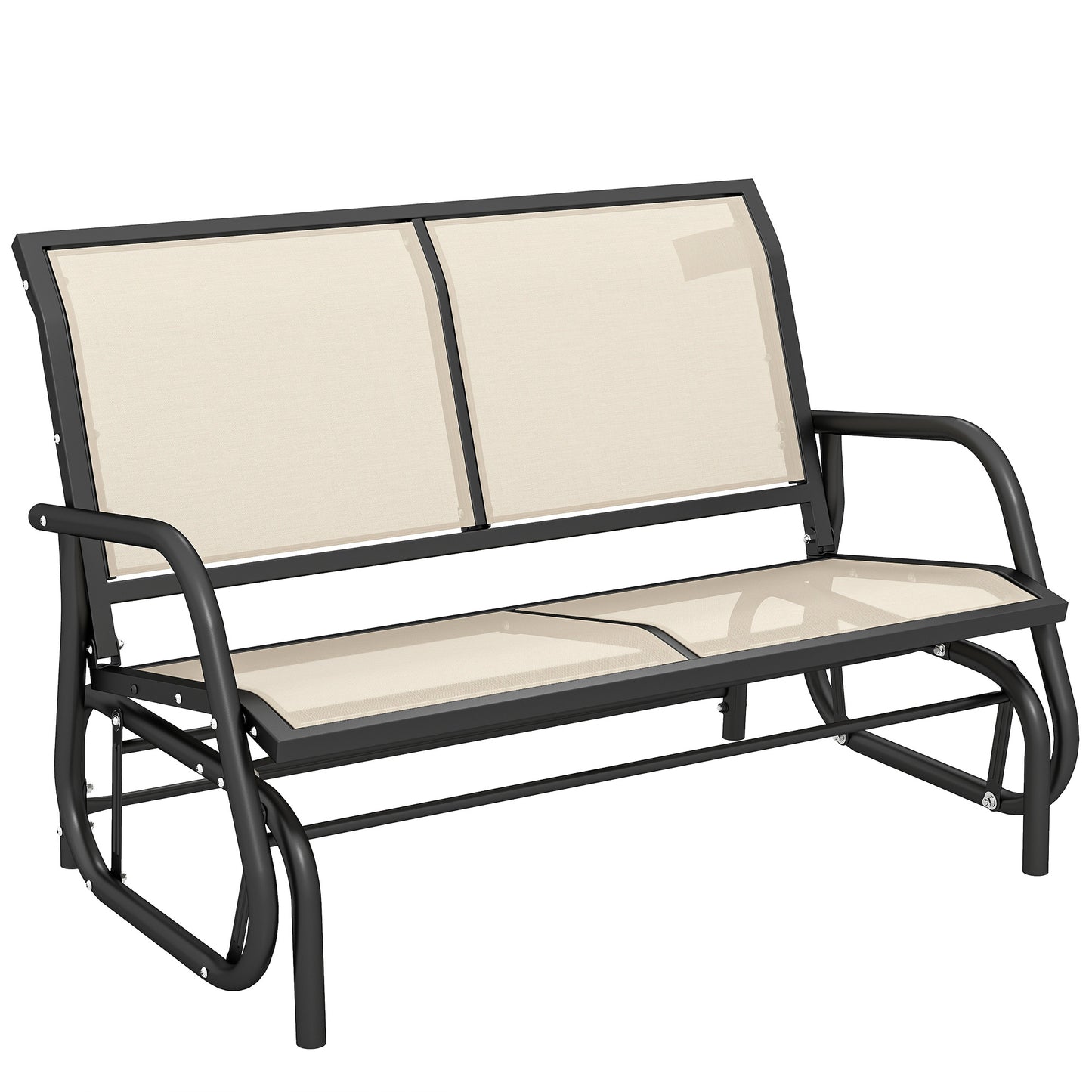 2-Person Outdoor Glider Bench - Beige Double Swing Chair