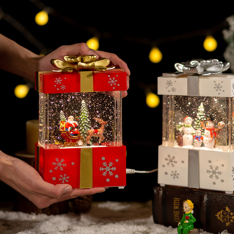 Christmas Gift Box with Crystal Ball Night Lamp and Ornaments - Multiple Colors