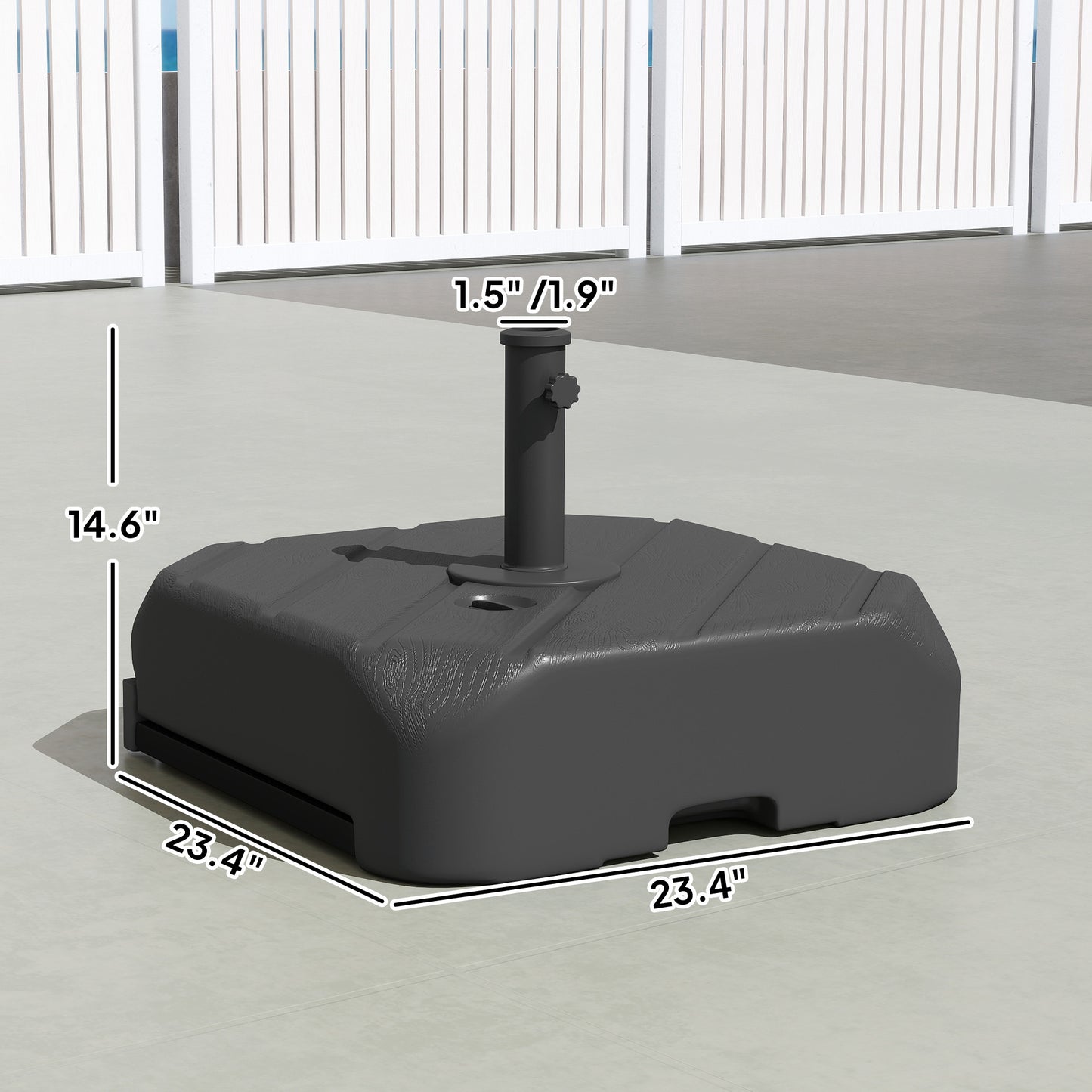 Patio Umbrella Base with Wheels and Telescopic Handle - Black