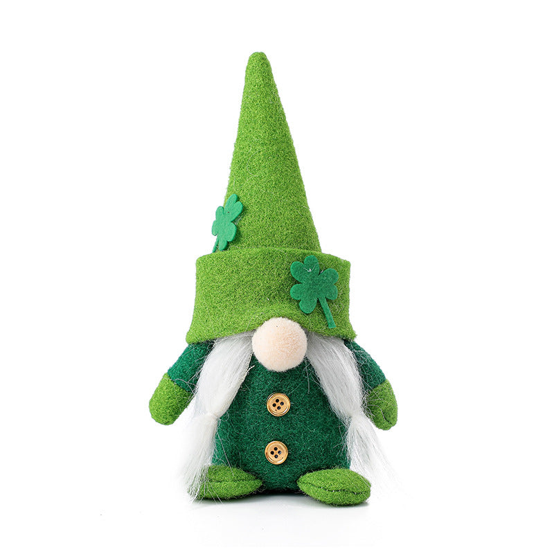 Irish Trick Day Green Hat Doll No Face Holiday Decoration