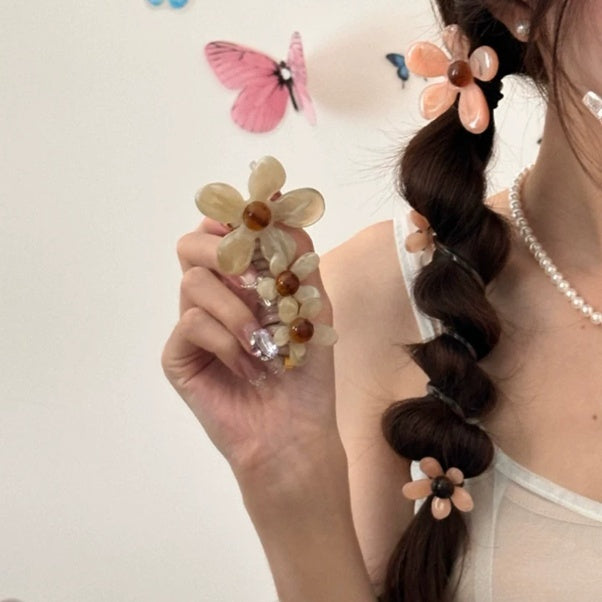Floral Hair Tie with Strand for Women - Handmade Pastoral Hair Accessory