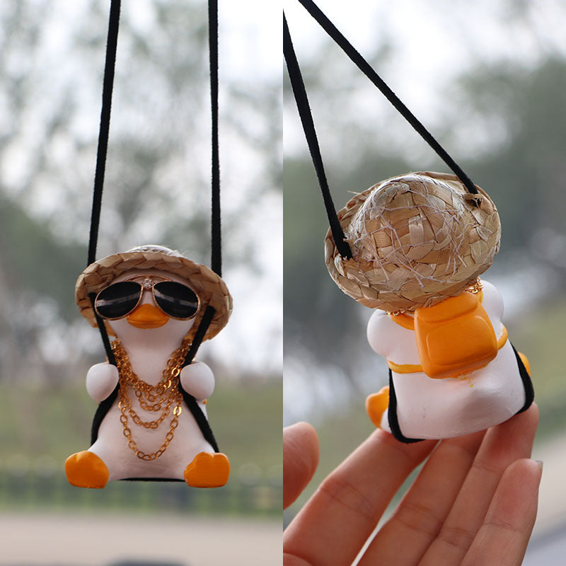 Swing Duck Car Pendant - Cute Hanging Ornament for Rearview Mirror