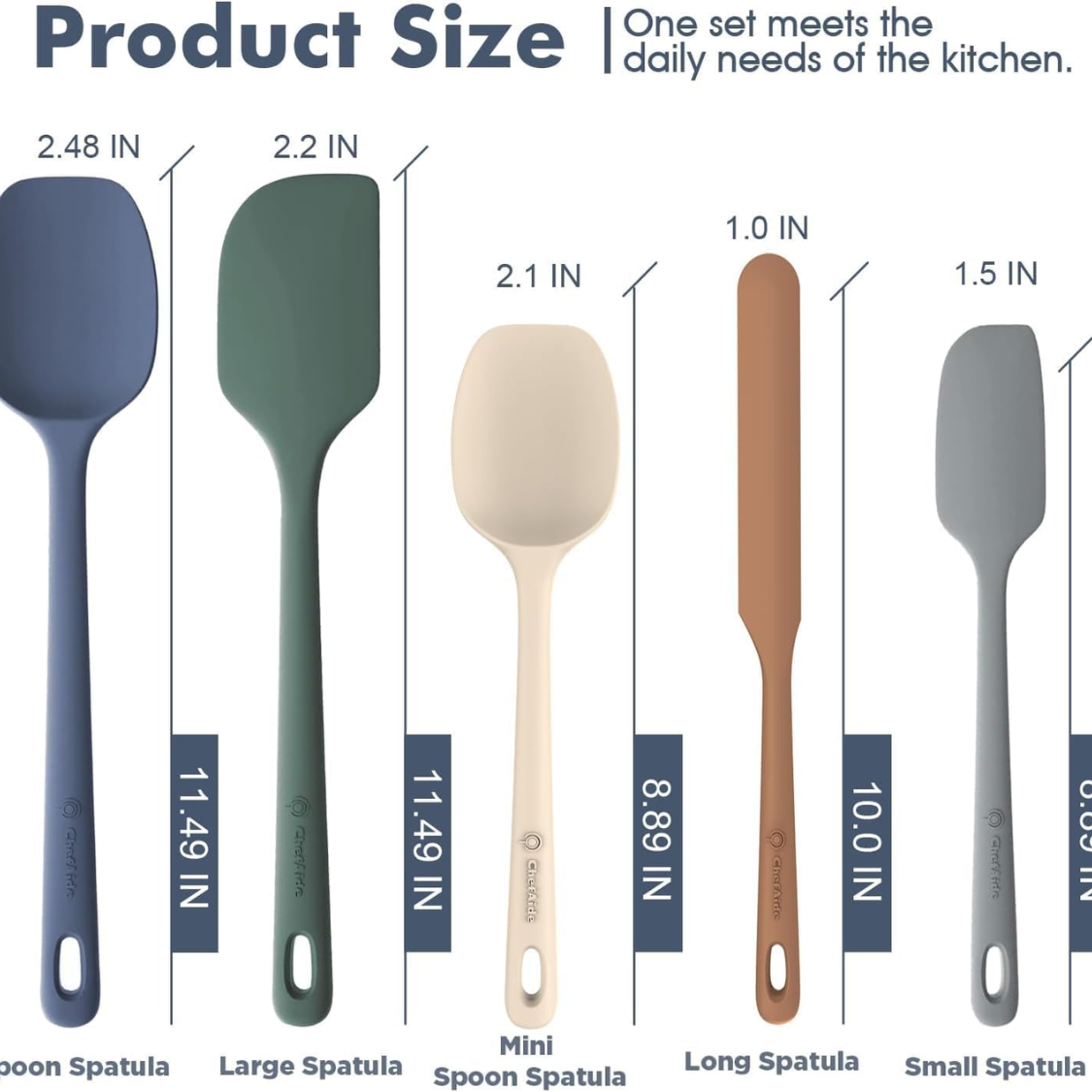 Silicone Spatula Set - 5 Pieces, Heat Resistant, Ergonomic Grip