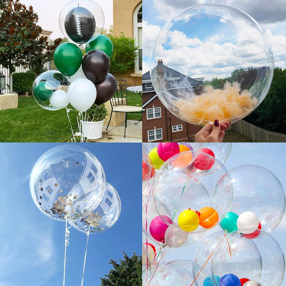 20 Inch Clear Bobo Balloons - 10 Pack for Party Decorations