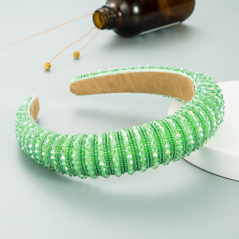 Handmade Beaded Hair Band - Wide Edge