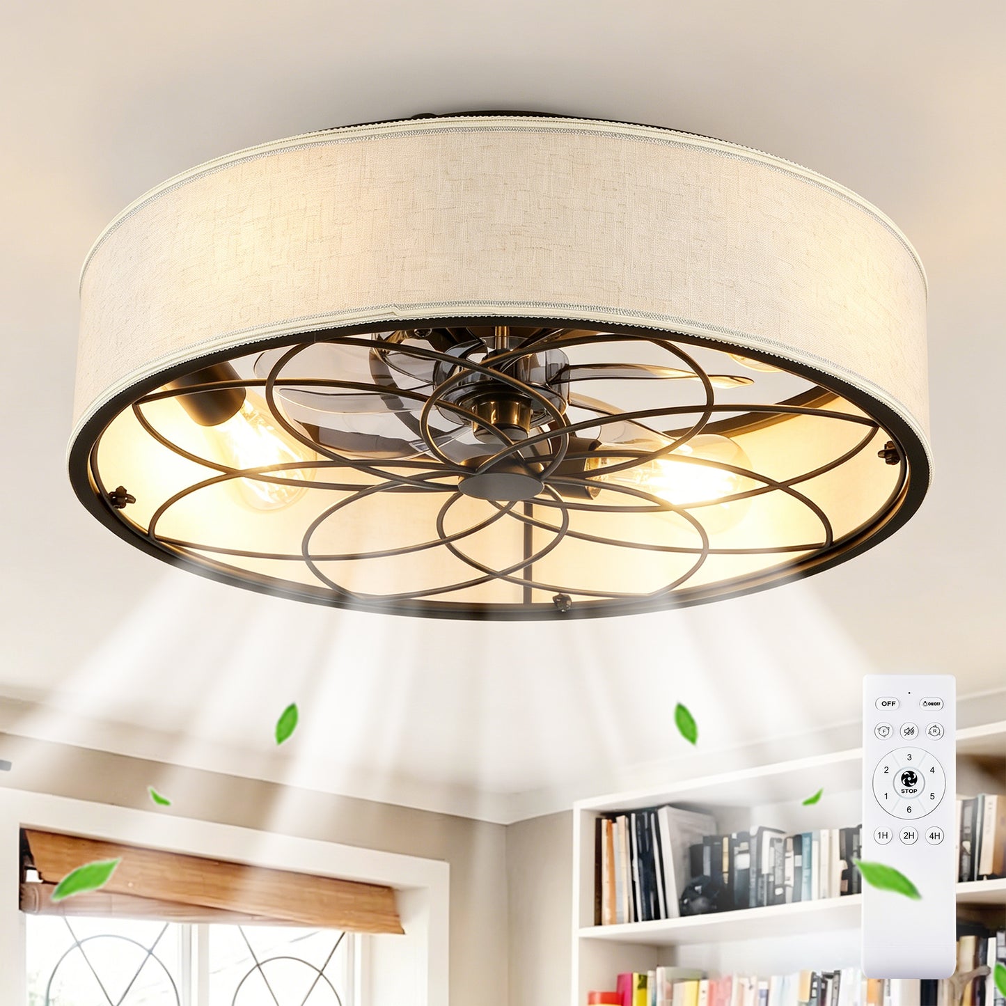 20" Bladeless Ceiling Fan with Remote Control - Matte Black