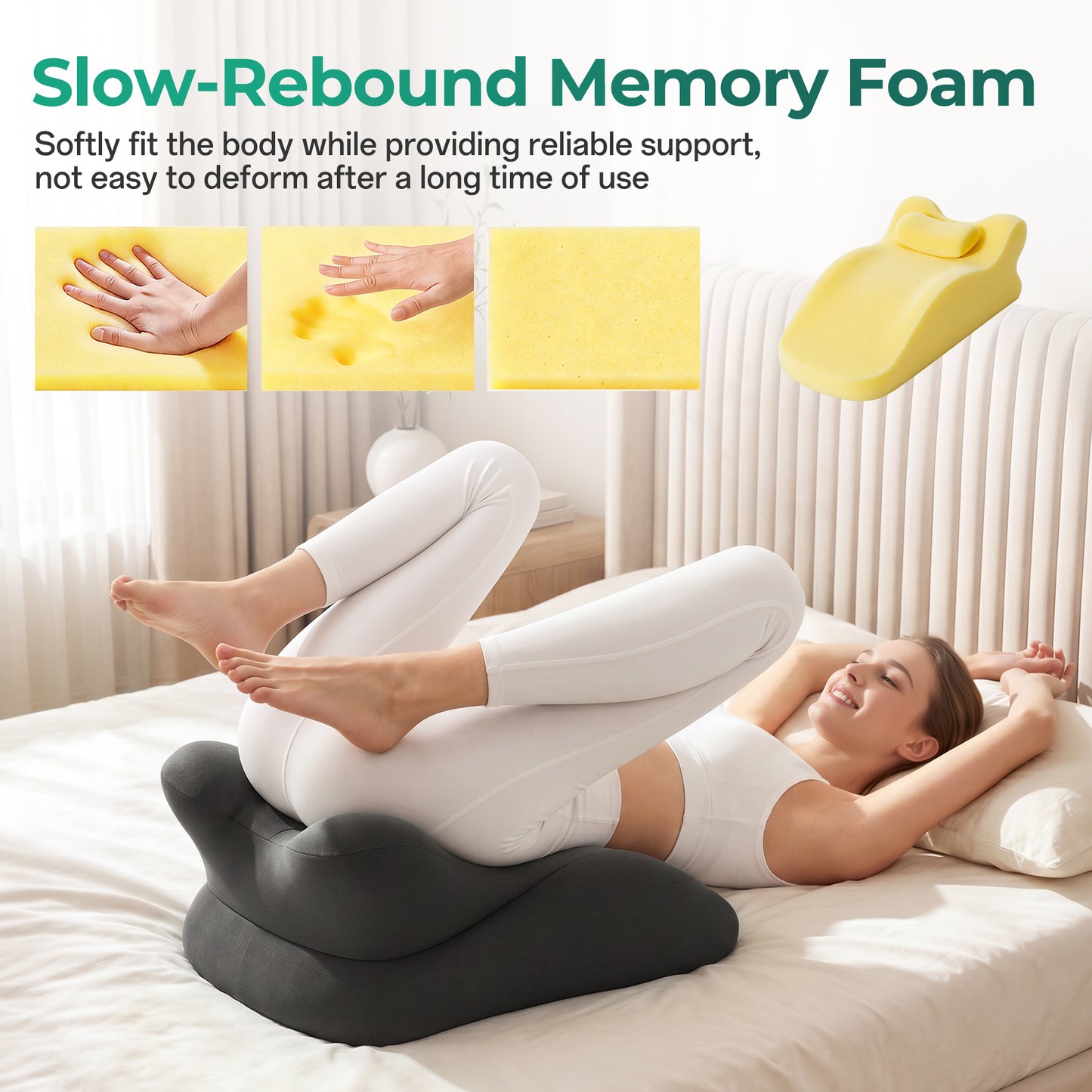 Ergonomic Memory Foam Wedge Pillow for Couples - Dark Grey