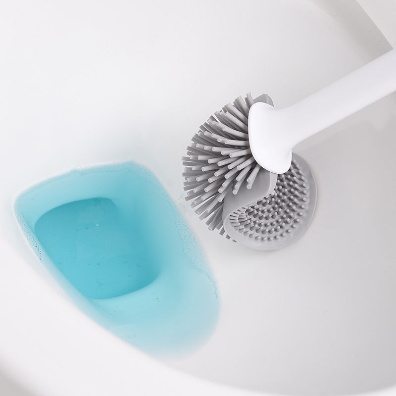 Multi-Functional Detachable Handle Toilet Cleaning Brush Set with Base - No Dead Angle TPR Soft Glue