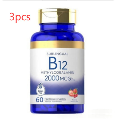 Vitamin B12 2000mcg Tablets - Fast-Acting Dietary Supplement, 60 Count