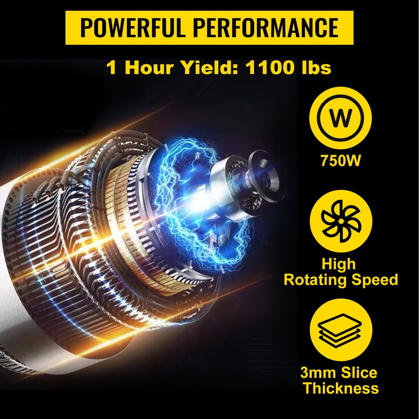 Commercial Meat Slicer Machine 110V 750W Stainless Steel Food Cutter