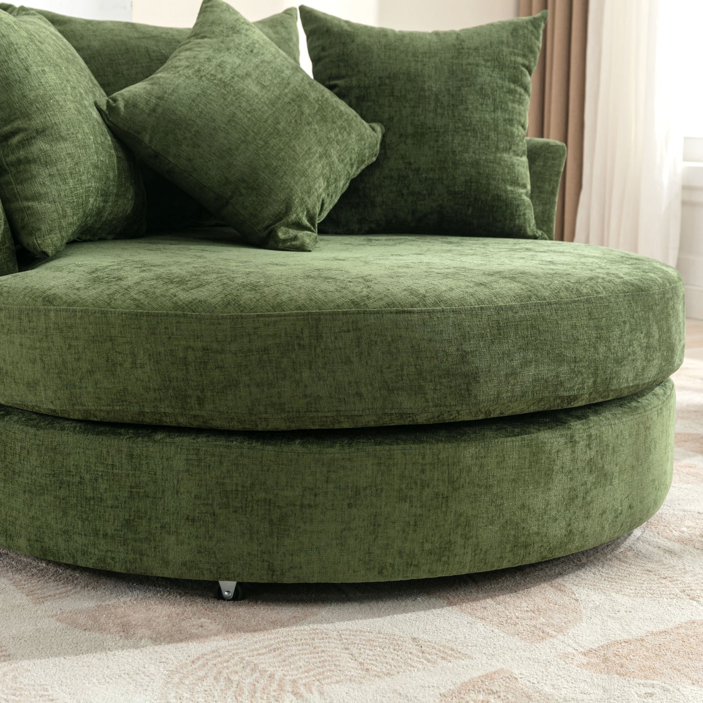 360° Swivel Accent Barrel Chair with Storage Ottoman & 4 Pillows - Green