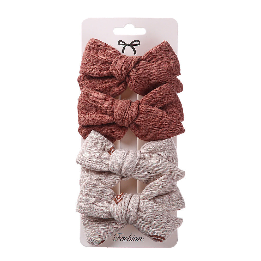 Children's Plaid Bow Hair Clips, 4-Pack