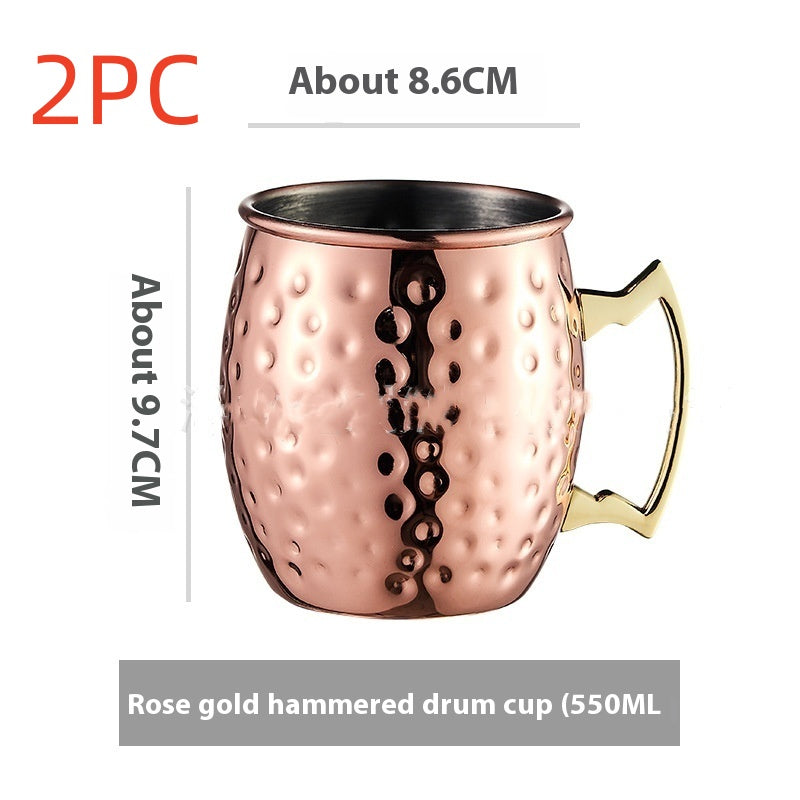 Stainless Steel Moscow Mule Cup Set - Copper Plated Drinkware for Bar & Home