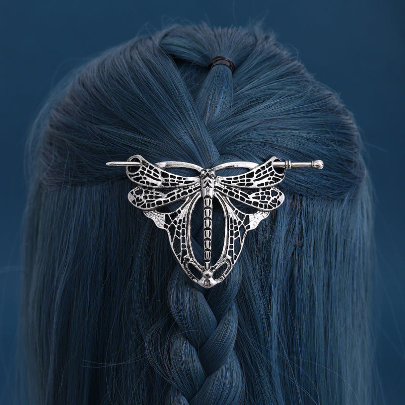 Retro Dragonfly Hairpin - Silver Alloy Hair Stick