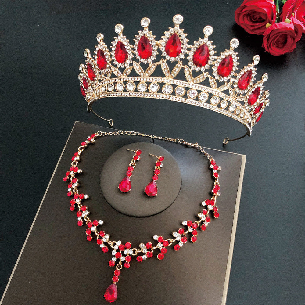 Luxury Bridal Jewelry Set with Tiara Crown Necklace and Earrings - Multiple Colors