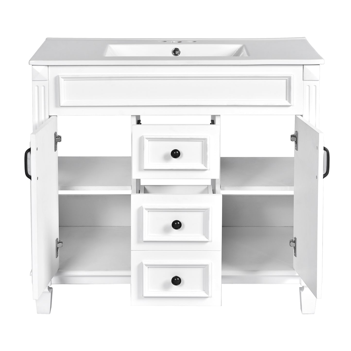 36-Inch Modern Bathroom Vanity with Sink & Storage Cabinet - White