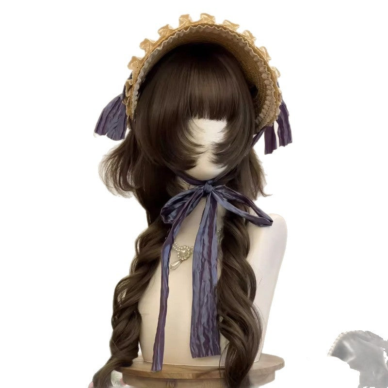 Jellyfish Style Synthetic Wig with Long Curl & Face-Flattering Fit - Cool Brown