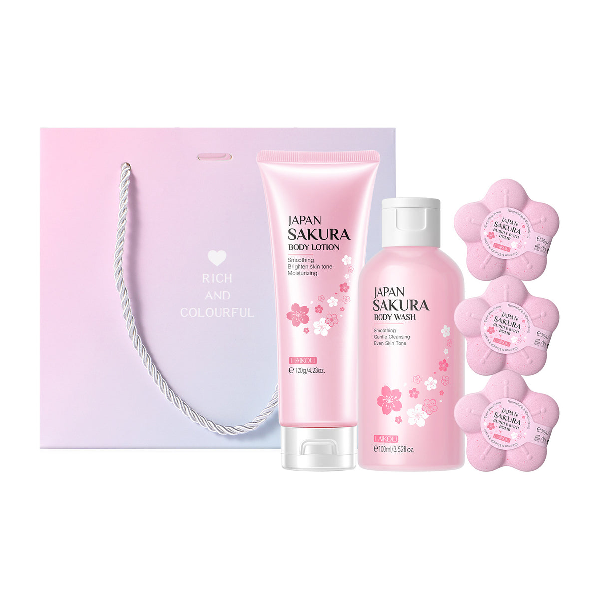 Cherry Blossom Bath Set 3-Piece Moisturizing & Cleansing Collection