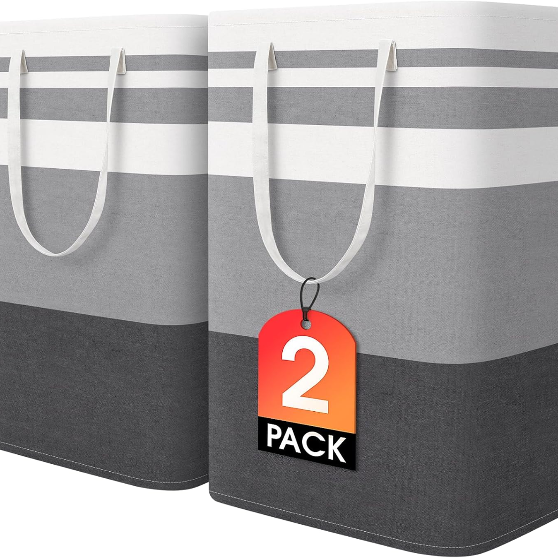 2 Pack Large Laundry Baskets, Waterproof, Freestanding Hampers,