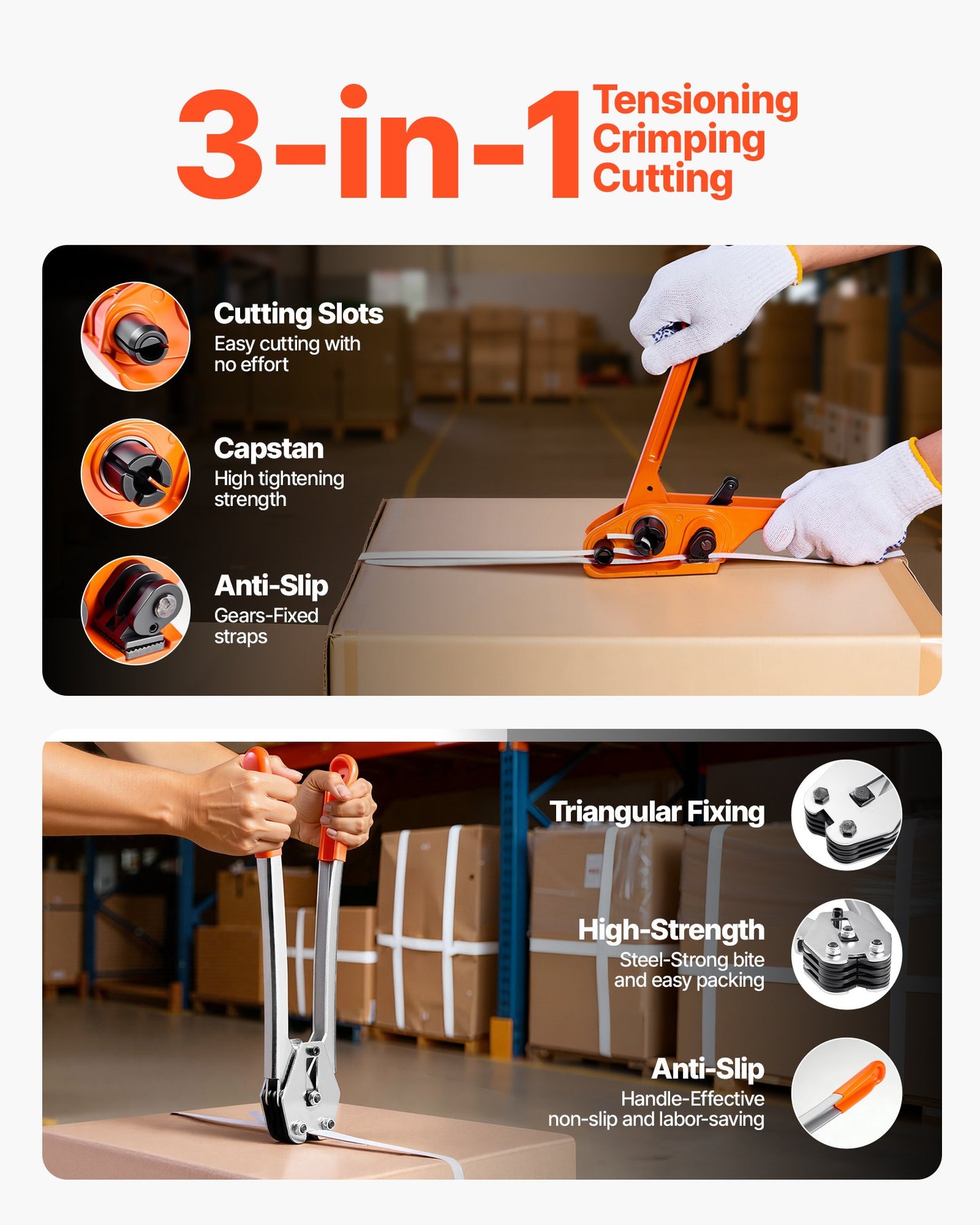 Heavy Duty Pallet Strapping Kit with Sealer and Metal Seals - 3200 ft PP Strapping for Warehouse Shipping
