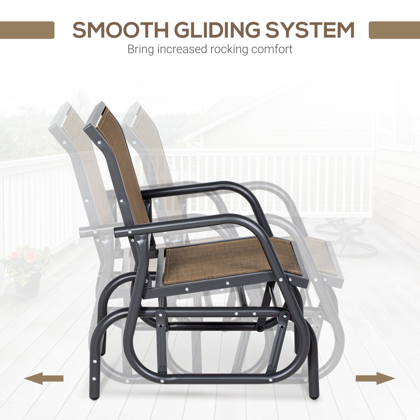 Outdoor Glider Chair with Curved Armrests - Light Mixed Brown