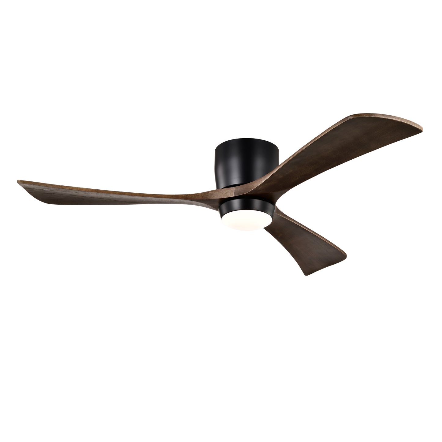 52" Flush Mount Ceiling Fan with Lights & Remote Control - Matte Black
