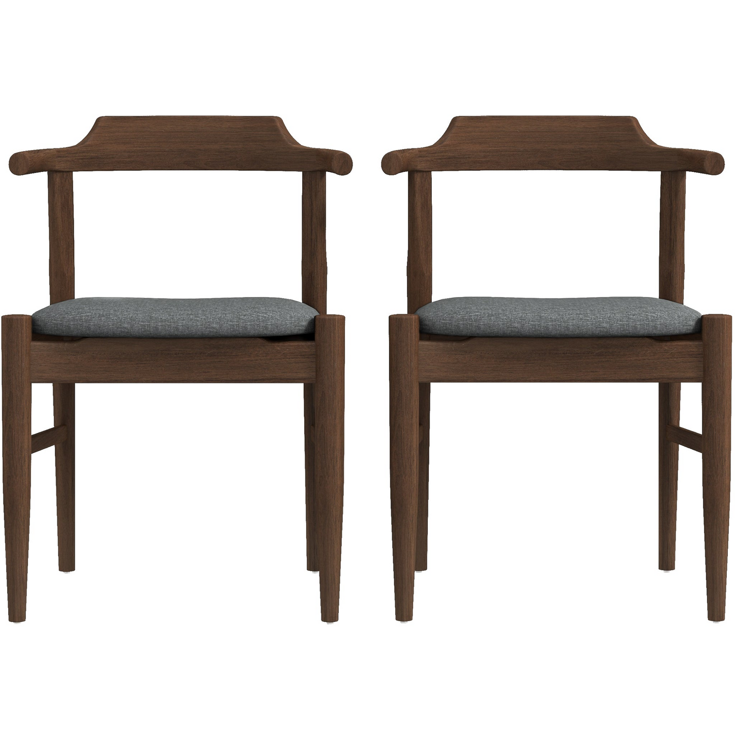 Mid-Century Modern Gray Fabric Dining Chair With Solid Wood Frame
