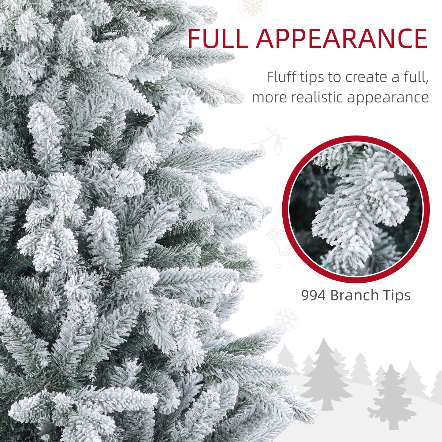 6ft Snow-Flocked Artificial Christmas Tree with Hinged Design