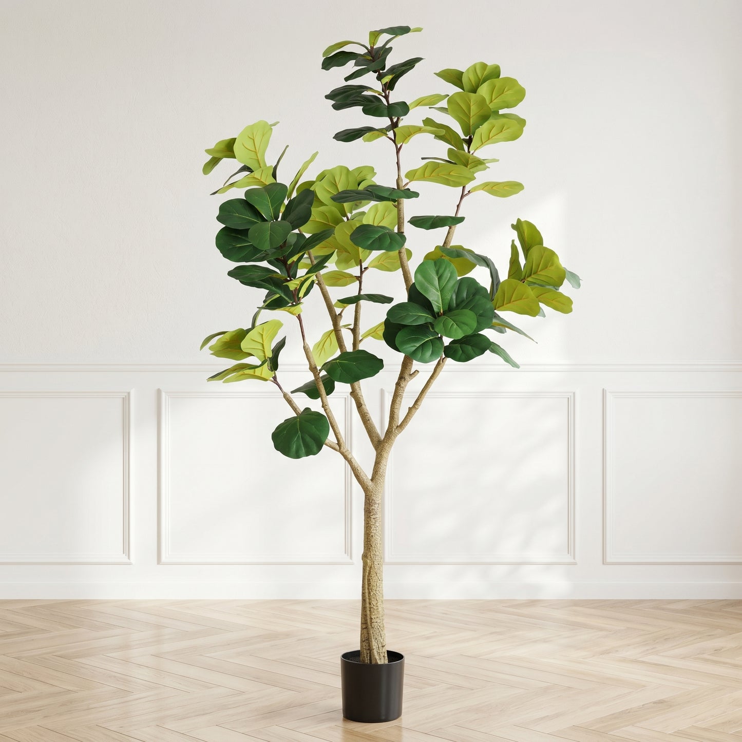 7FT Artificial Fiddle Leaf Fig Tree in Black Pot - Realistic Faux Plant