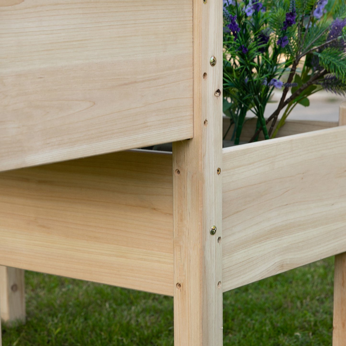 2-Tier Wooden Garden Bed and Plant Stand - 34x34x28 Inches, Natural